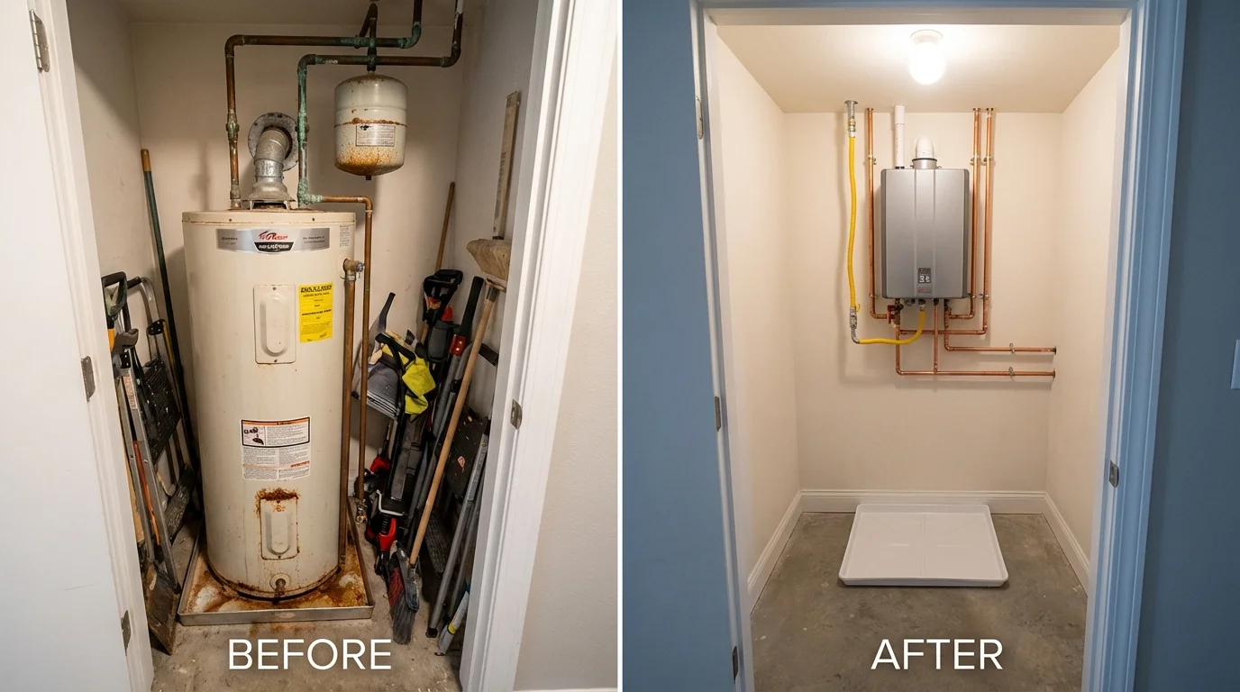 Tank water heater versus wall-mounted tankless unit comparison for Loma, CO homeowners