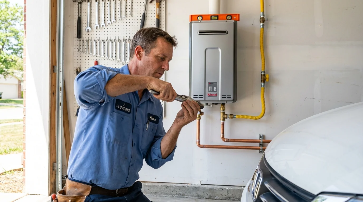 Tankless water heater installation by a Johns Plumbing LLC plumber in Loma